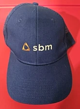 Port Authority Blue SBM Management Logo Mesh Snapback Trucker Hat NWOT