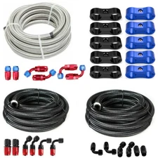 AN10 Fitting Stainless Steel Nylon Braided Oil Fuel Hose Line Fitting Clamp Kits