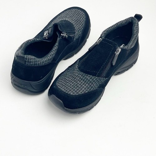LANDS’ END schwarze Wildleder Allwetter isolierte Frontreißverschluss Halbschuhe, Größe 7,5