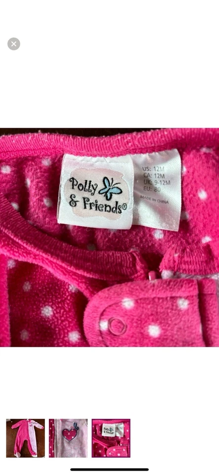 Poli y amigos, patas rosa, pijama, talla 12 meses Foto 2 de 3