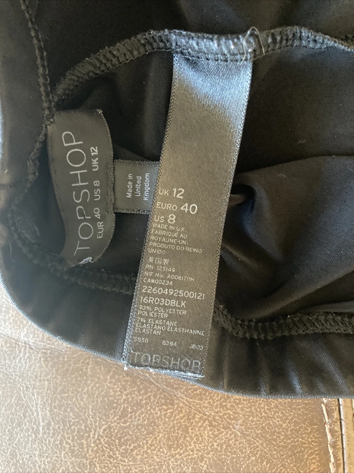 Topshop Negro Plisado Como Ajustado Leggings Pantalones Para Mujer EE. UU. Talla 8 UK 12 Foto 3 de 4