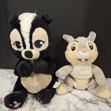 Disney Baby Bambi Plush Lot   Thumper  Flower Bunny Skunk Stuffed Animals