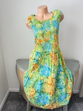 Tiedye Boho Maxi Tank Dress L 👀 Cottagecore Beach Art Cotton Watercolor Floral