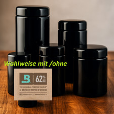 UV-Schutzglas 250–1000 ml zur Cannabis-Aufbewahrung – inkl. Etikett