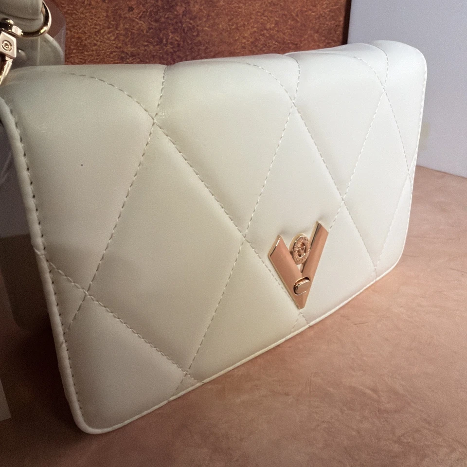 VALENTINO ORLANDI 白色钻石绗缝斜挎包单肩包手拿包 全新带标签 — 第 2/4 张图片