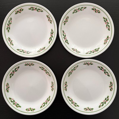 Vintage Corelle HOLLY DAYS Christmas 6.75  Bread & Butter Plates Set of 4 NWOB