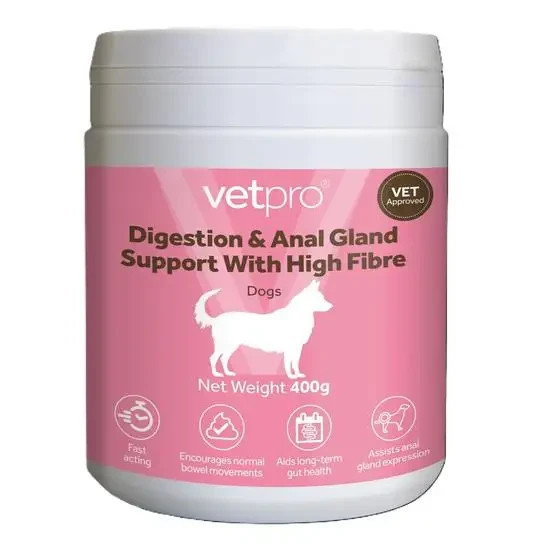 Vetpro Digestion & Anal Gland Support Supplement with High Fibre for Dogs