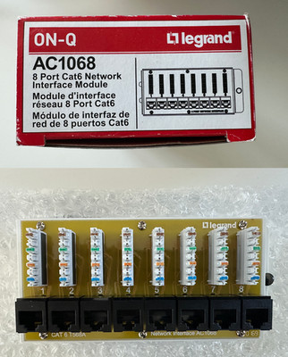 Legrand On-Q Cat6 Network Interface Module, 8-Port Structured Wiring Patch Panel