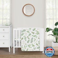 Sweet Jojo Designs Boho Floral Leaf Green Mini Crib Bedding Set Baby Boy Girl
