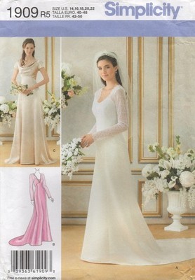 Simplicity Schnittmuster 1909 Brautkleid & Brautjungfernkleid Schleppe Gr. 14 - 22