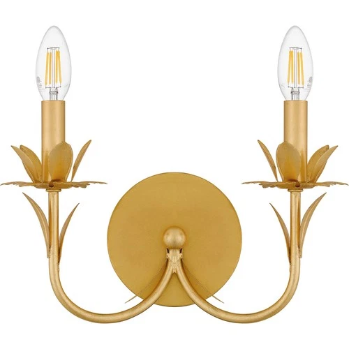 Gold Leaf Two Light Wall Sconce from the Maria Collection - Picture 2 of 7
