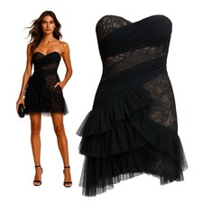  398 BCBG MAXAZRIA Black Sz 6 Small Party Mini Dress