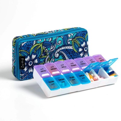 Weekly 7 Day Pill Organizer Case 2 Times a Day (AM/PM), Large Portable Pill B...