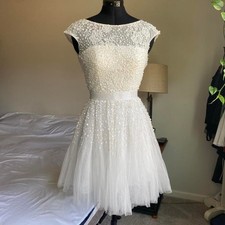 White Sequin Tulle Sweetheart Neckline Dress Wedding Bridal Formal Party