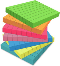 Aselected 7-Pack Assorted Lined Sticky Notes, 75x75mm, 560 Sheets Total