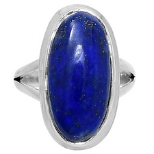 Natural Lapis Lazuli 925 Sterling Silver Ring Size 7 Blue Gemstone Jewelry