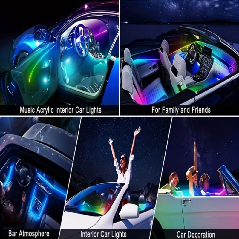 10 In 1 Car Interior Ambient Light RGB Acrylic Fiber Optic 593 LED App ...