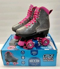 Circle Society Bling Adjustable Roller Skates,Youth 3-7 Pink /Silver Glitter