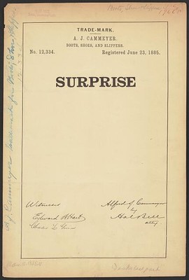 Photo:A J Cammeyer Surprise Boots Shoes Slippers Trademark 1885