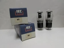 PAIR OF IEC/MULLARD TYPE 80 RECTIFIER VACUUM TUBES NOS NIB (BJR2101)