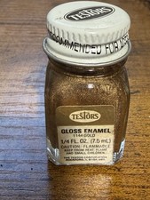 TESTORS PAINT GLOSS ENAMEL 1/4oz JAR 7.4ml plastic model car 1144 Gold NOS Vtg
