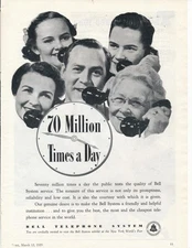 Magazine Ad - 1939 - AT&T / Bell System - 70 Million A Day