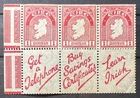 Ireland 1931 1d Carmine WTM Se Booklet Pane All 3 Labels EIRE Irish Stamps MH