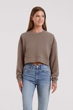Nuuds Cropped Crewneck Sweatshirt Womens Large Mocha Brown