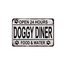 Doggy Diner Funny Rustic Metal Sign Modern Wall Farmhouse Style Dog Home Deco...