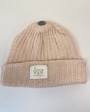 LOVE YOUR MELON Beanie One Size Pink Knit Logo Winter Hat w/ Pom Snap - No Pom