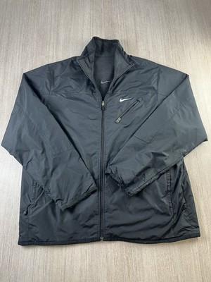 Nike Wendejacke Vintage Herren XL schwarz Nylon Fleece gefüttert Full Zip Taschen