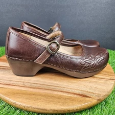Dansko Savanna Shoes Womens 38 Brown Mary Jane Leather Casual Comfort Floral