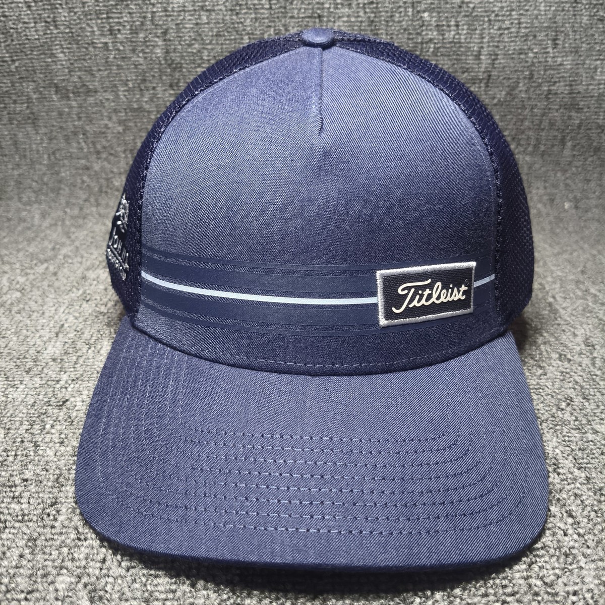 Titleist Navy Blue Trucker Hat Mesh Back Snapback Script Logo Cap