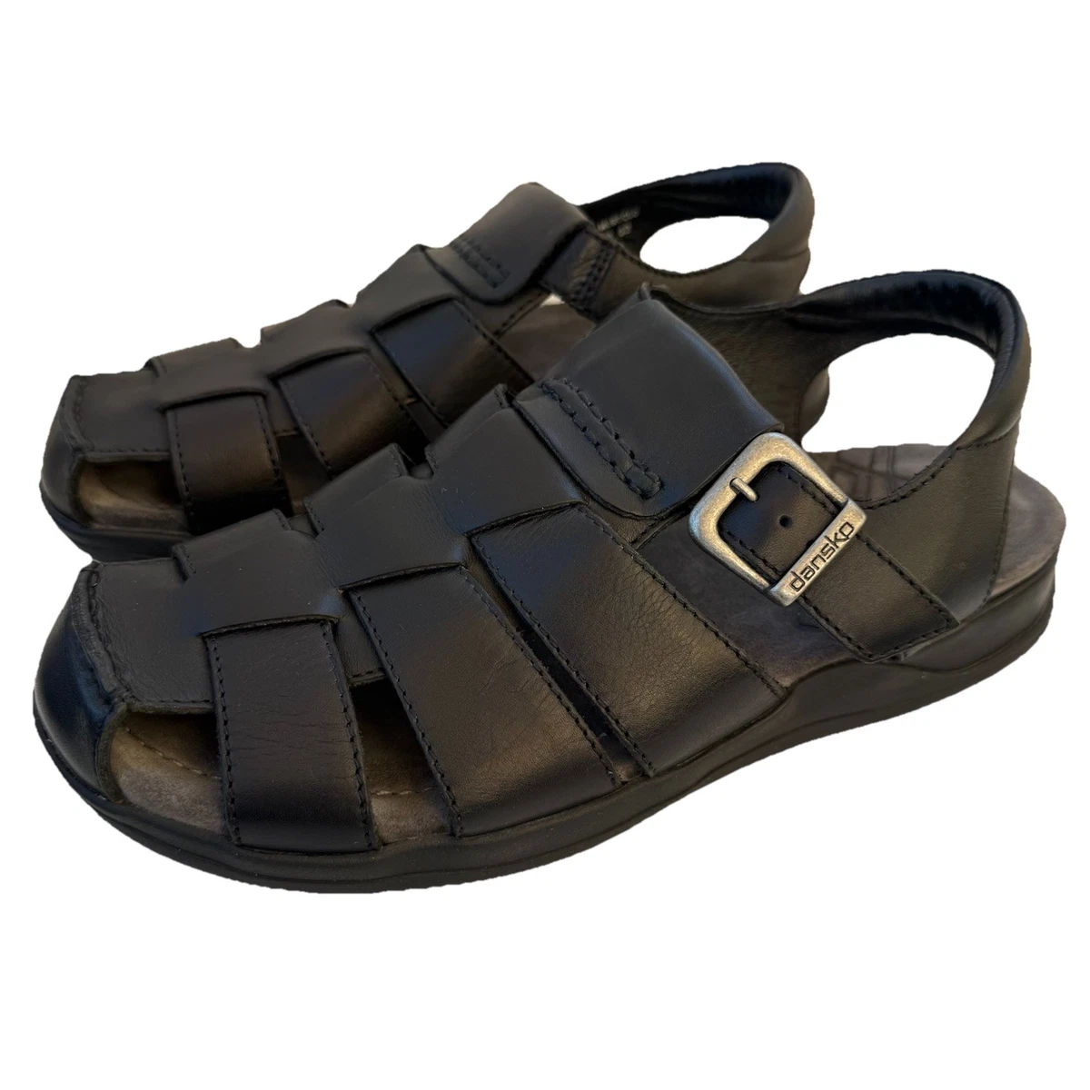 Black Fisherman Sandals for Men with Upper Leather for sale  display picture 3