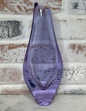Vintage Bohemian Czech Art Glass Vase Violet Purple 10 Thick Heavy Nice!