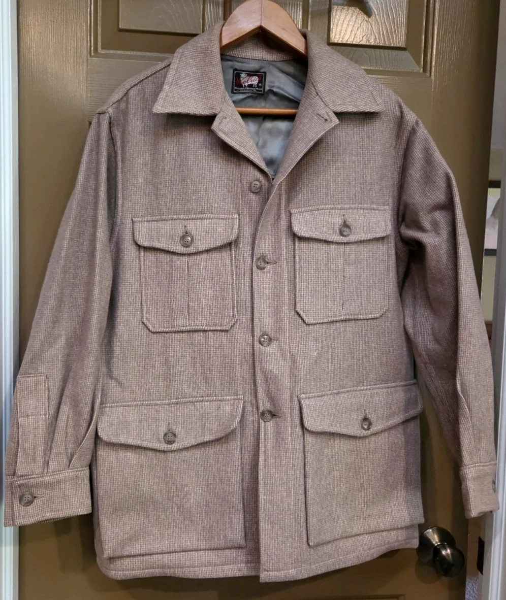 VINTAGE 50s Woolrich Mackinaw Cruiser Shacket Jacket Herringbone Wool USA Mens M - product detail image 1