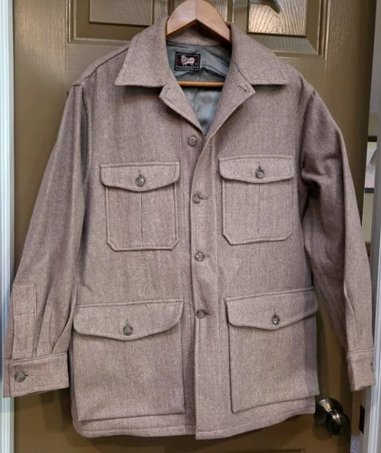 VINTAGE 50s Woolrich Mackinaw Cruiser Shacket Jacket Herringbone Wool USA Mens M video thumbnail