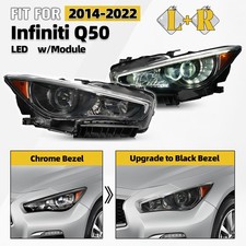 Jdm Black Upgrade Led Headlights For 2014-2022 Infiniti Q50 W/o Afs Left+right