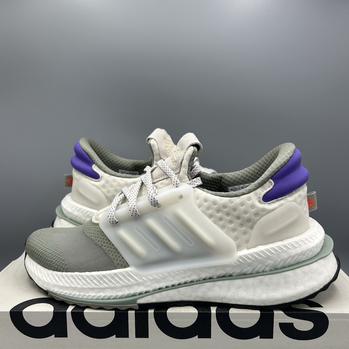 Adidas X_PlrBoost Gym Trainers White Olive Green Running Shoes UK