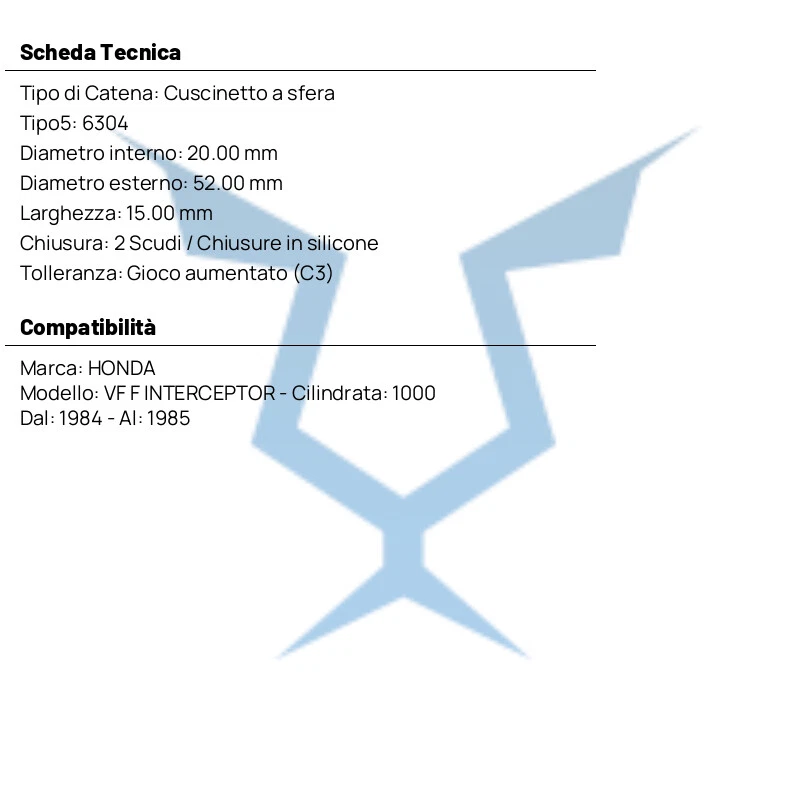 CUSCINETTO A SFERE 6304 2RSC3 SKF per Honda 1000 VF F INTERCEPTOR 1984-1985 Foto 3 de 4