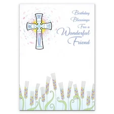 Religious BIRTHDAY BLESSINGS Card FOR WONDERFUL FRIEND by Designer Greetings +✉