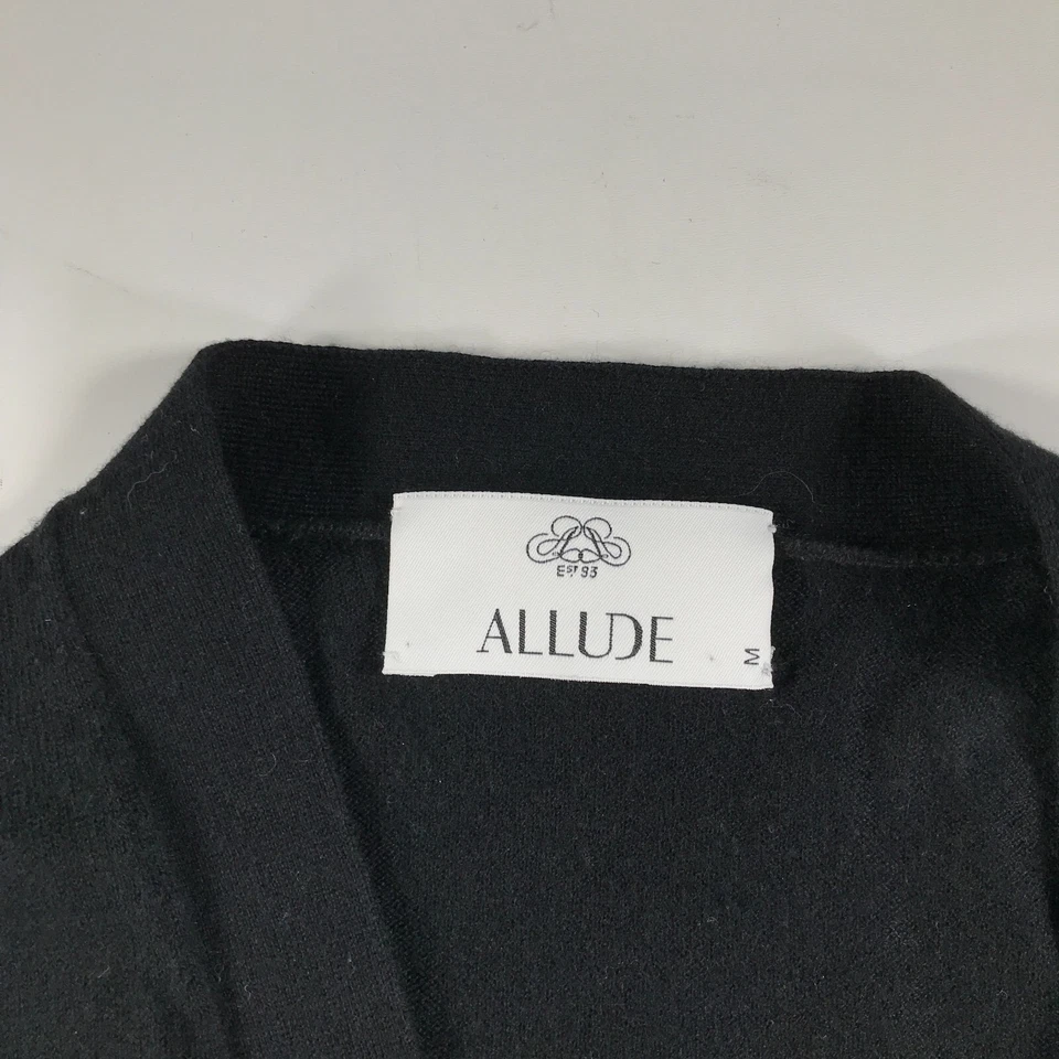 Allude 开衫毛衣女式中号黑色羊绒混纺纽扣前 V 领 — 第 4/4 张图片