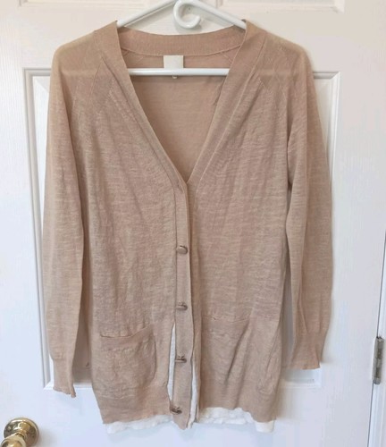 3.1 PHILLIP LIM Women's Beige Button Linen Cotton Pockets Cardigan Casual Top XS
