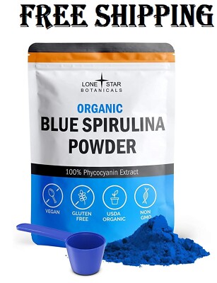 Organic Blue Spirulina Powder - 100% Pure Superfood, Blue-Green Algae, No Fishy 