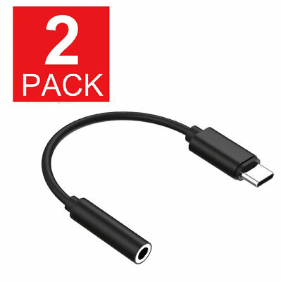 2x USB-C Type C Adapter Port to 3.5MM Aux Audio Jack Earphone Headphone Cable