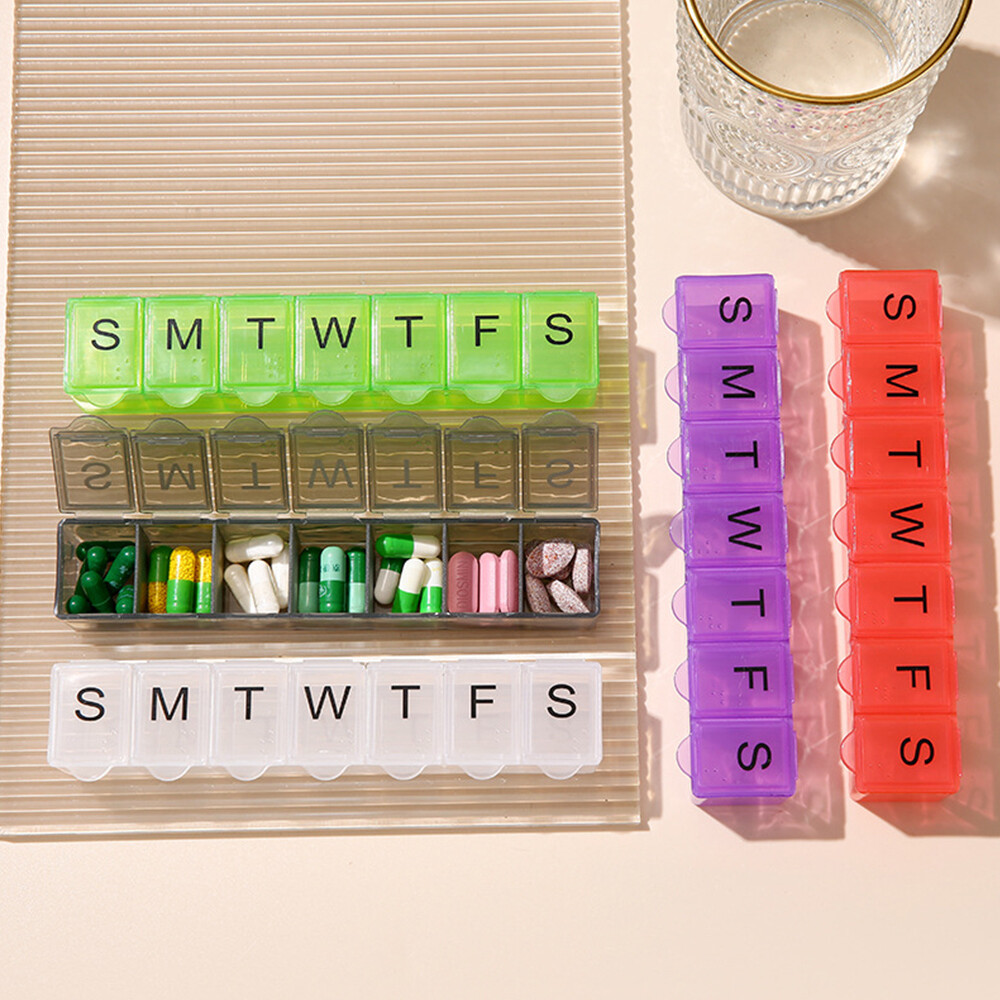 Plastic Weekly Pill Box Daily Organiser Medicine Tablet Storage Dispenser Week