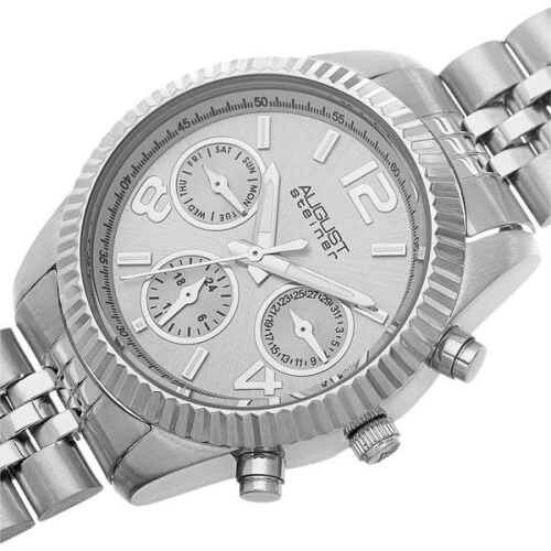 August Steiner AS8103SS Quarzo Svizzero Giorno Data Gmt Argento Donna Orologio - Immagine 2 di 4