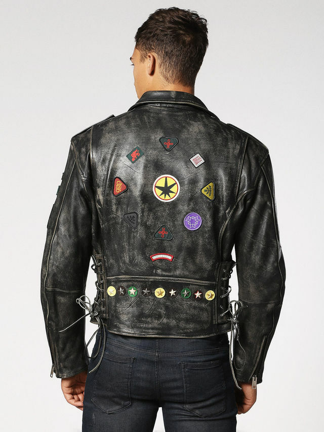 【SATIIIZ】Days Patch Biker Jacket New Diesel L-AGO-ED Biker Patch Leather Jacket S M L coat