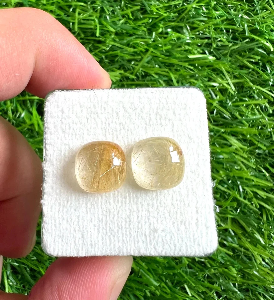 Lote de 5 piezas de piedras preciosas sueltas de cuarzo rutilado dorado natural de 10 mm. Foto 4 de 4