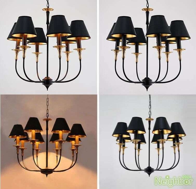 New Vintage Black Iron Chandelier Pendant Lights LED Lamp Living room Lighting - Image 4 of 4